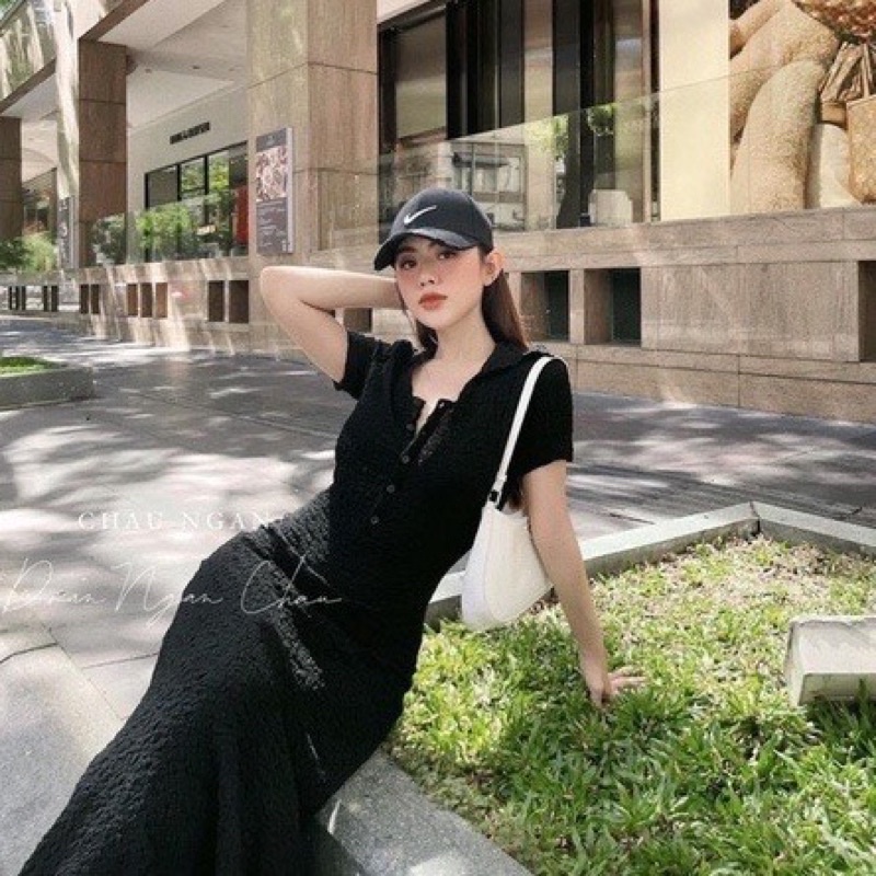 [Hàng Chuẩn] Váy Body Xốp Nhăn Cổ Đức Dáng Dài Kèm Video