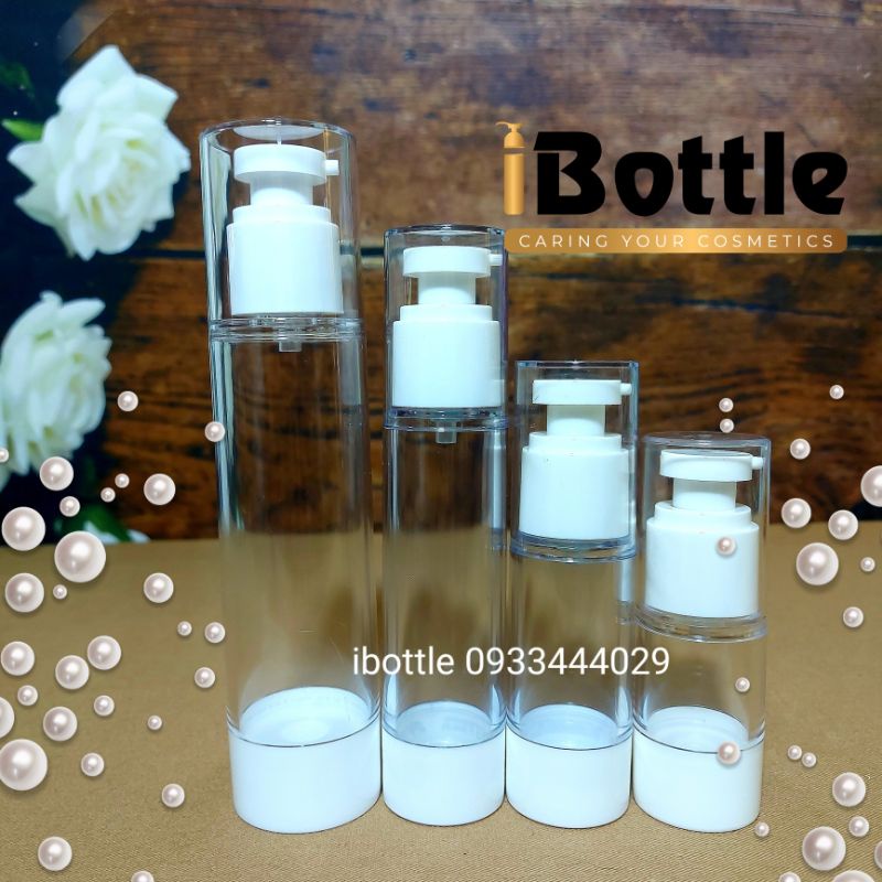 Chai lọ sang chiết mỹ phẩm - Chai chân không xịt giọt đầu dẹt 15ml-30ml- 50ml- 100ml