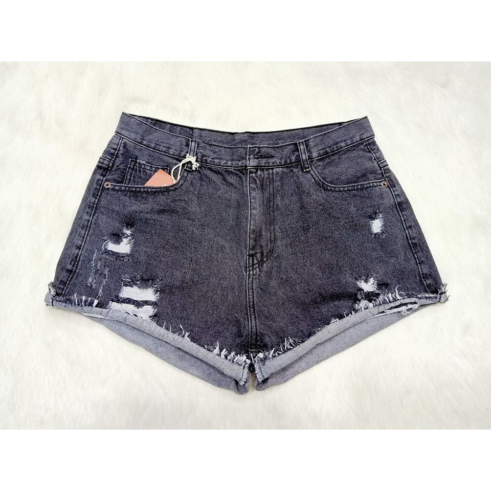 Quần Short Jean Nữ Bigsize Xám Rách