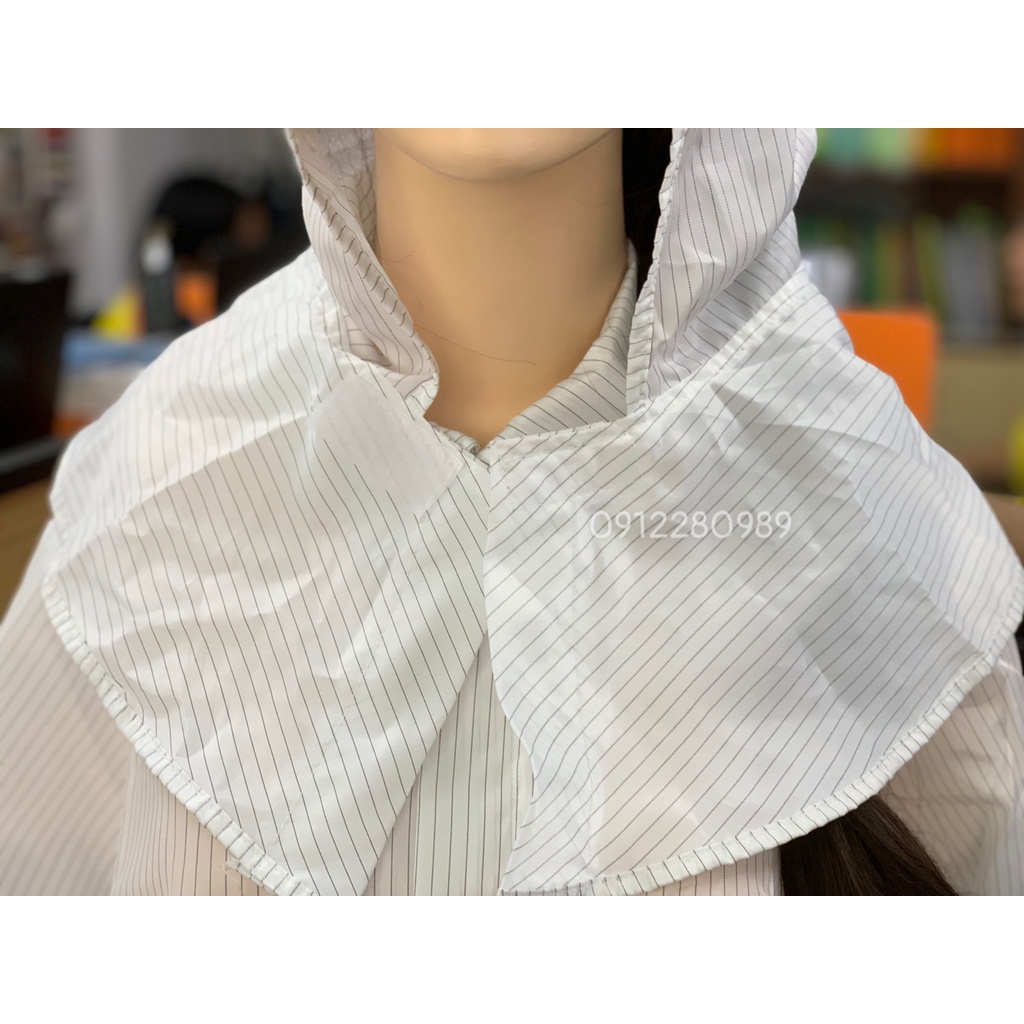 Nón trùm phòng sạch chống tĩnh điện màu trắng _ Hình chụp thật