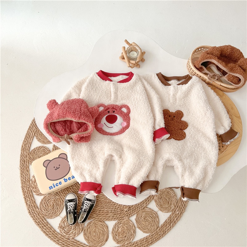 Bộ Áo Liền Quần Bằng Vải Bông Dễ Thương Thời Trang Thu Đông Cho Bé