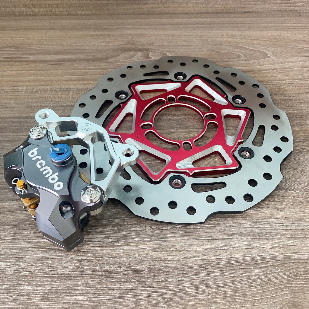 COMBO xe SIRIUS HEO DẦU Trước Brcmbe 2pis Đối Xứng + Đĩa Trước 260mm (Luôn Lòng 4 lỗ ĐỎ) + Pát CNC gắn Trước xe SIRIUS