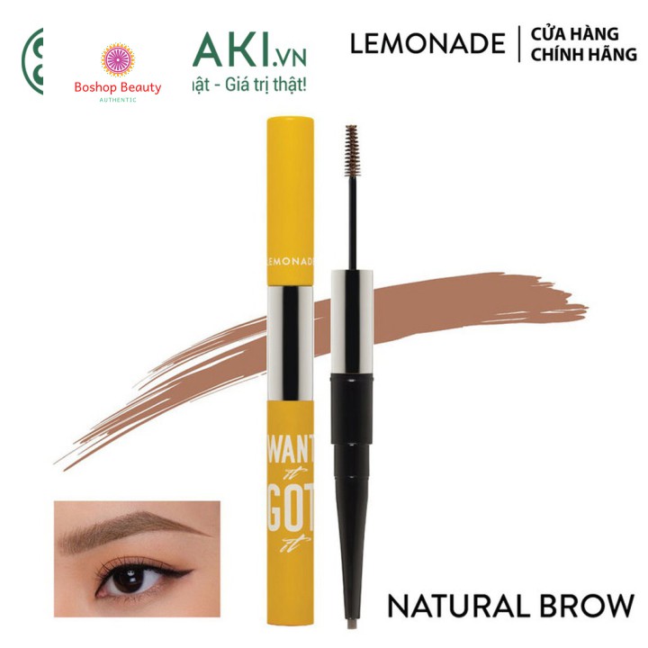 [Mã giảm mỹ phẩm chính hãng] Chì Kẻ Mày 2 Đầu LEMONADE Want It Got It Dual Eyebrow 2g + 2ml