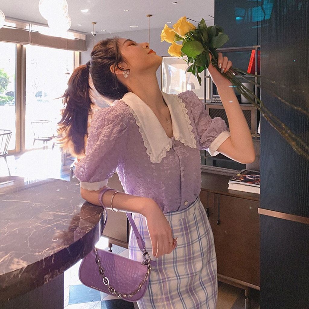 Áo Kiểu Tay Phồng Cổ Búp Bê Thời Trang Mùa Xuân 2020 Xinh Xắn