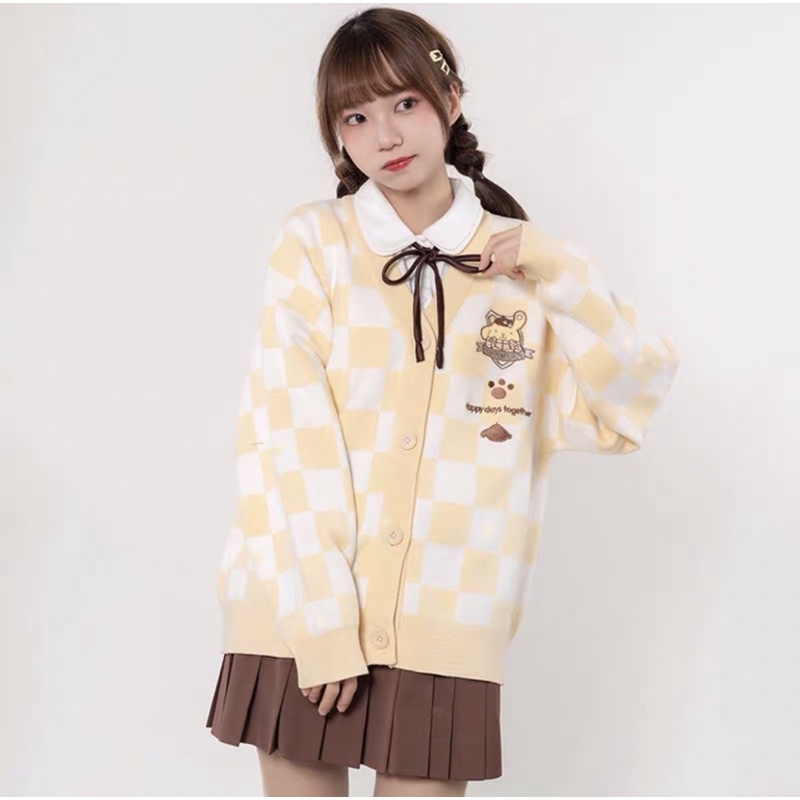 Áo khoác cardigan Purin màu vàng pastel