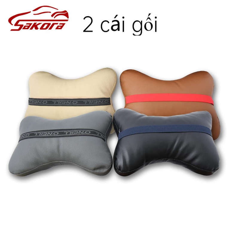 [HCM] Bộ gồm 2 gối tựa đầu dành cho ghế ô tô xe hơi xe tải bằng sợi bông bọc giả da mền mại bảo vệ cổ gáy-ZT N23