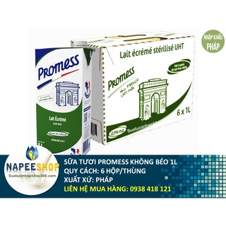 SỮA TƯƠI PROMESS KHÔNG BÉO 1L/ THUNG 6 HOP