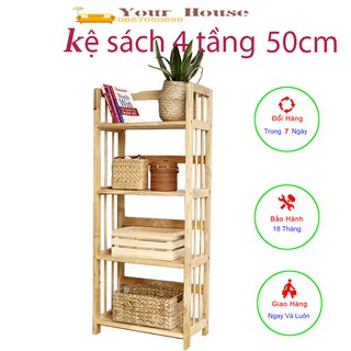 Giá Sách, Kệ Sách 4 Tầng Rộng 50cm YOUR HOUSE Gỗ Tự Nhiện Tiêu Chuẩn Xuất Khẩu