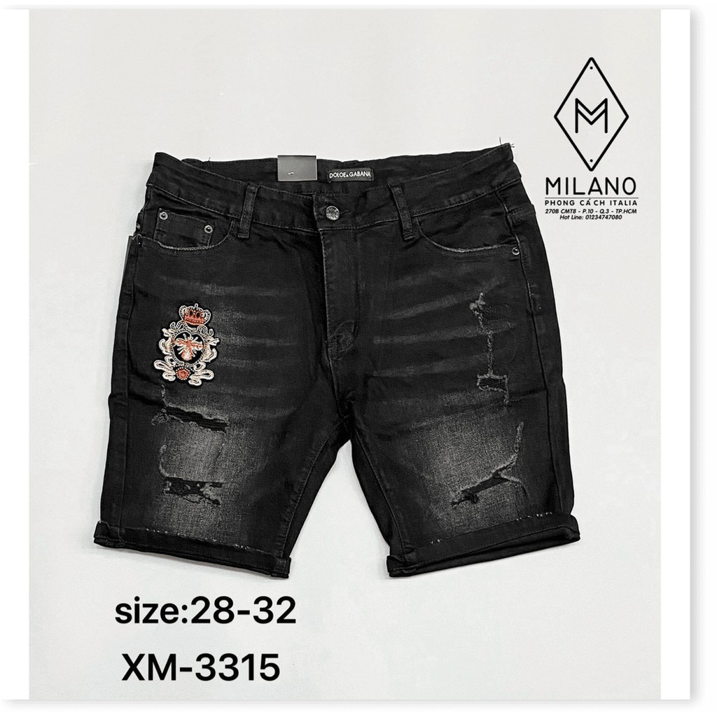 Quần short Jean Nam trẻ trung năng động thêu họa tiết HP