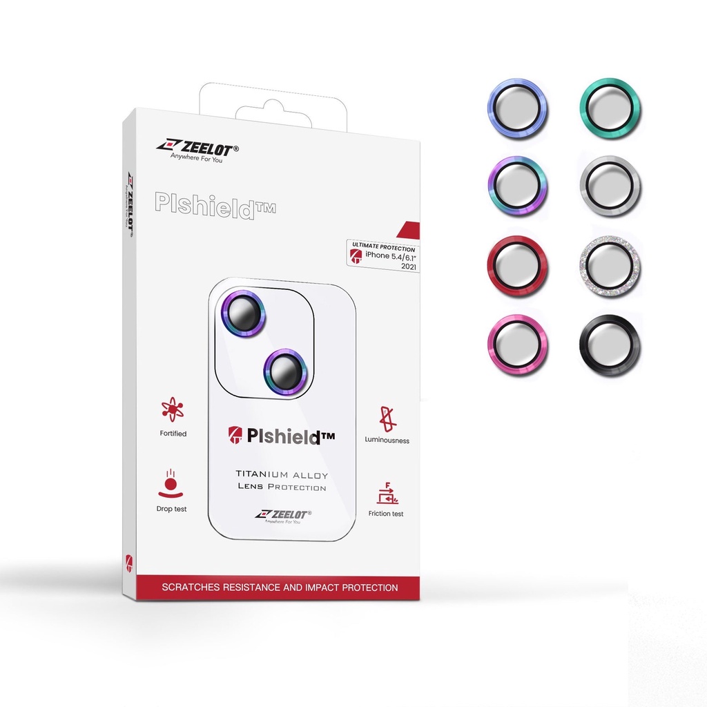 Dán Camera cường lực viền màu chống va đập Zeelot PIshield lP 14 Pro Max/14 Pro/14 Plus/14/13 Series - Hàng chính hãng