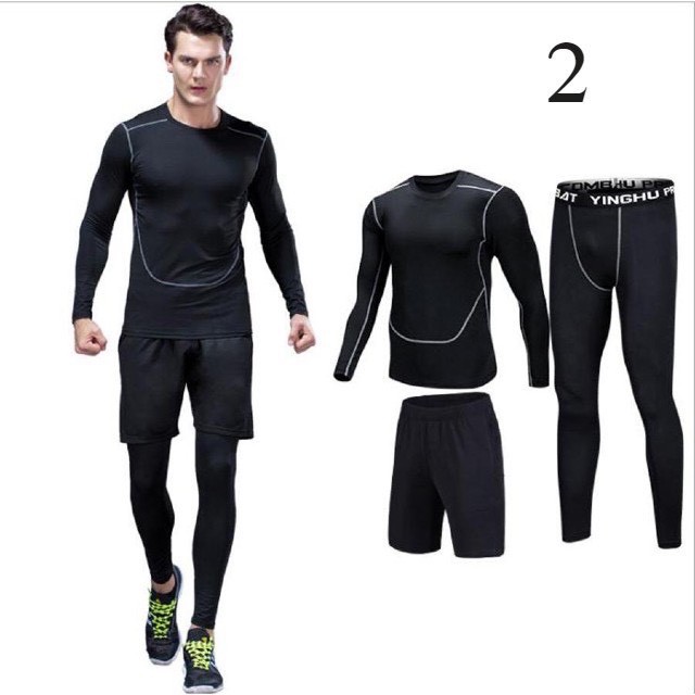 Bộ quần áo legging co giãn giữ nhiệt tập gym mùa đông - chạy bộ - đạp xe màu đen