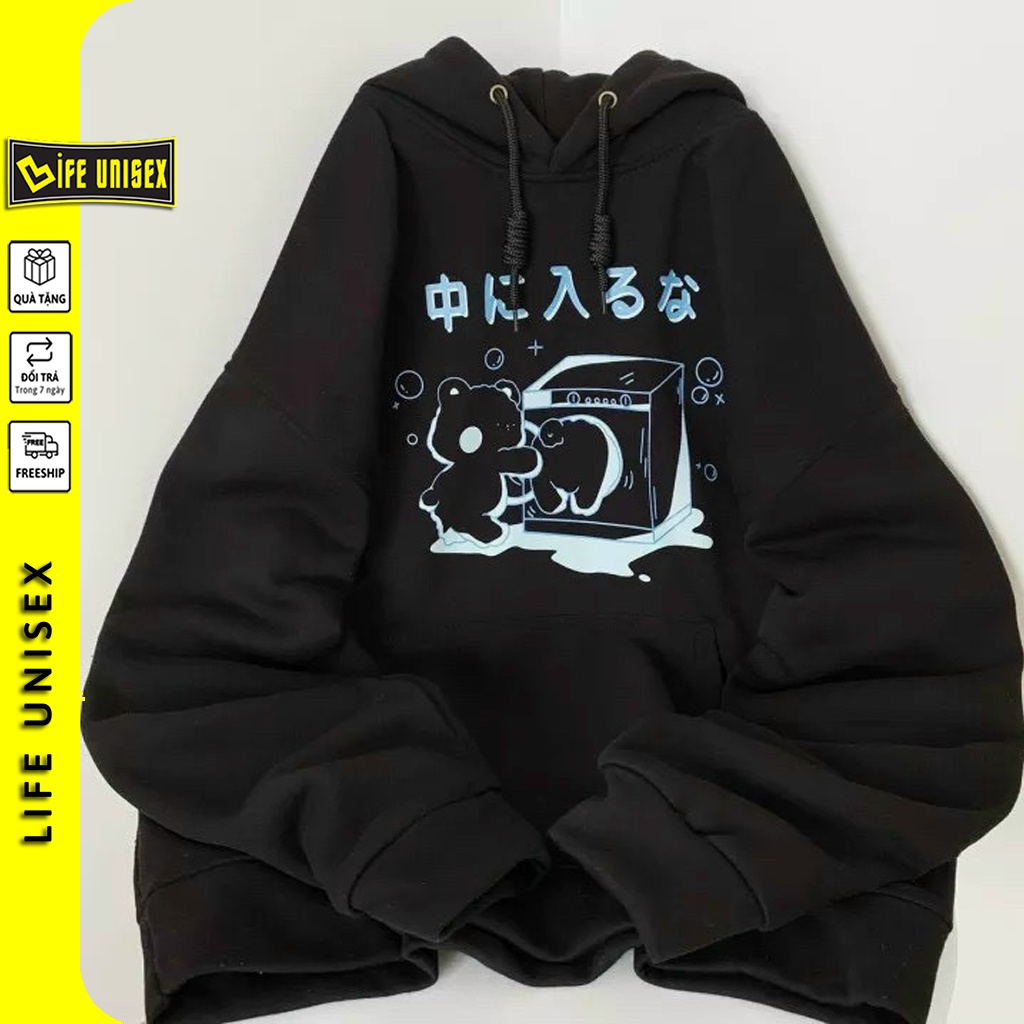 ÁÁo Khoác Nỉ Hoodie COUPLE BEAR Nam Nữ Ulzzang Unisex, Áo Khoác Nỉ Form Rộng LIFE UNISEX