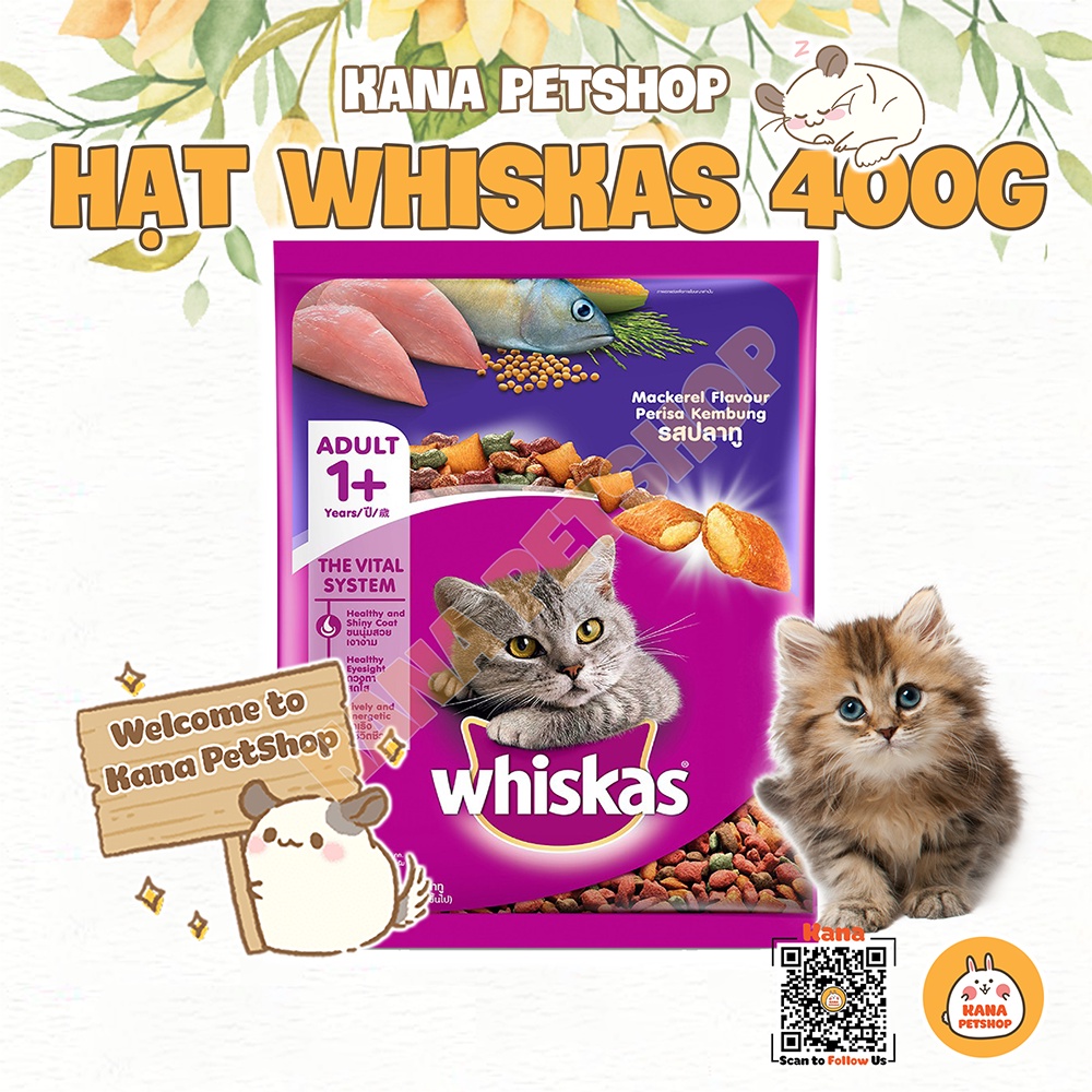 Thức Ăn Mèo Whiskas FREESHIP Hạt Cho Mèo Whiskas 400G Thức Ăn Hạt Chính Hãng Dành Cho Mèo