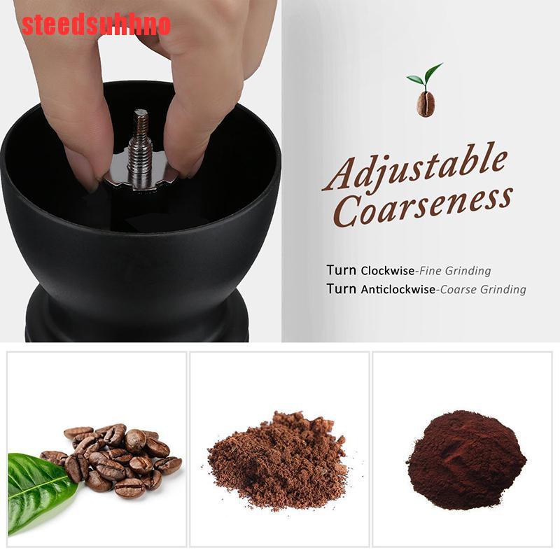 {steedsuhhno}Manual Coffee Bean Grinder Adjustable Coarseness Ceramic Hand Held Mill 2pcs/set