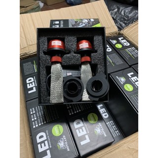 Đèn pha LED H4 2 nhiệt màu dây tản nhiệt cos vàng, pha trắng