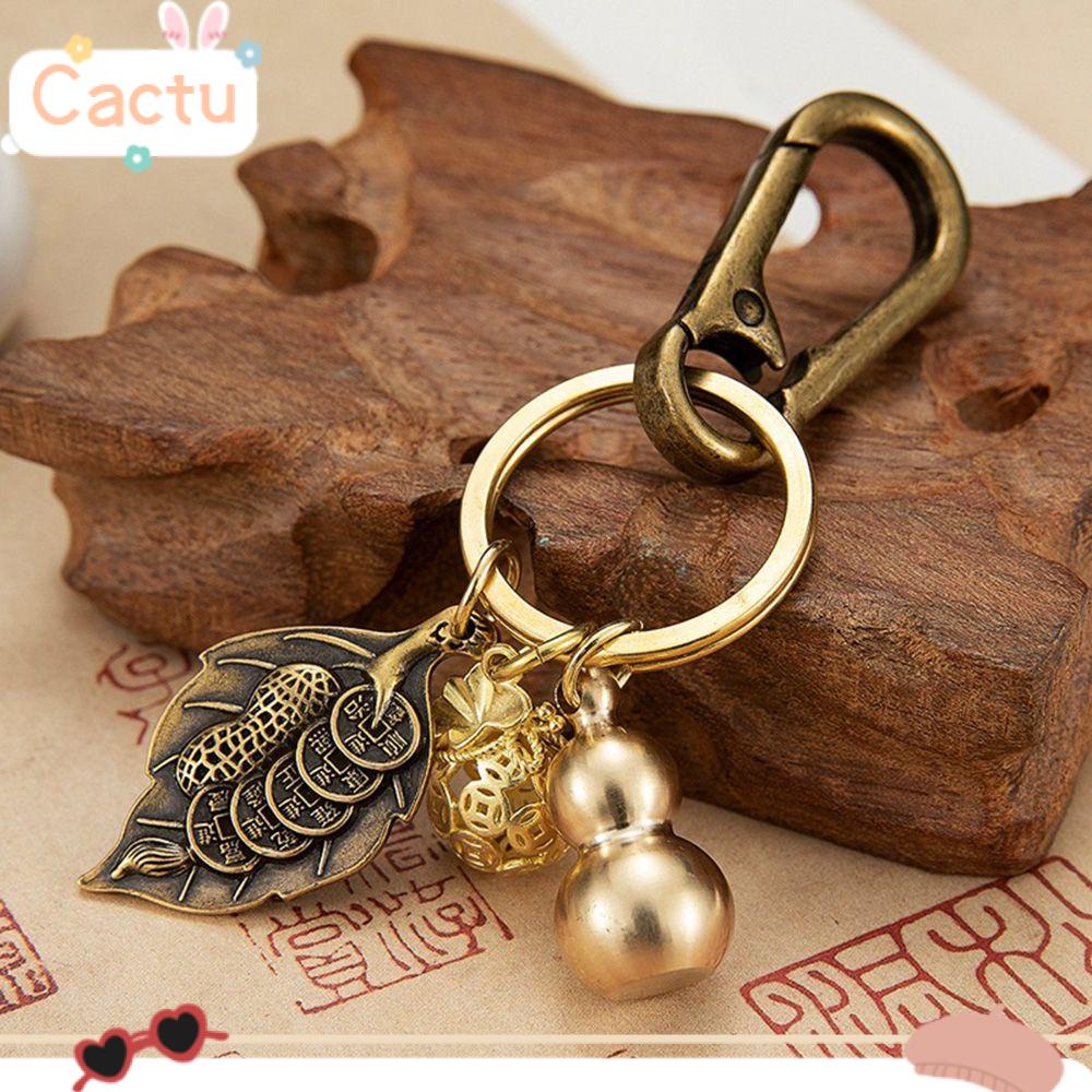Móc chìa khóa bằng đồng thau nguyên chất thiết kế phong cách Trung Quốc