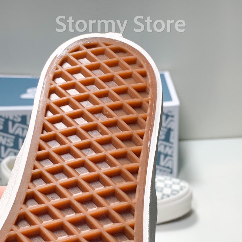 Giày Vans Lười LV Xám caro Chuẩn 1:1 Box Xanh