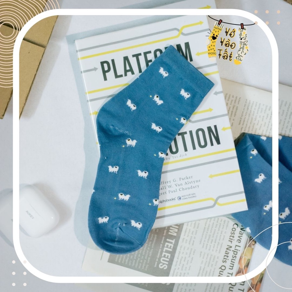 TẤT VỚ NỮ CỔ CAO CÚN XANH DƯƠNG NHẠT