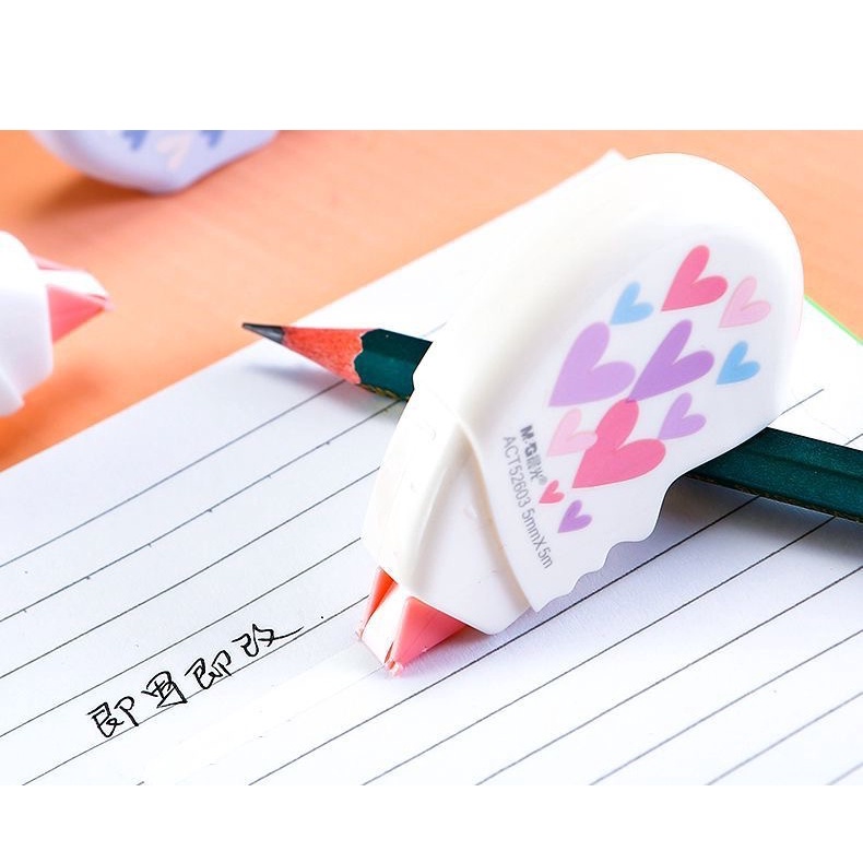 Bút Xóa Kéo Dài 10M Vỏ Trái Tim Xinh Xắn