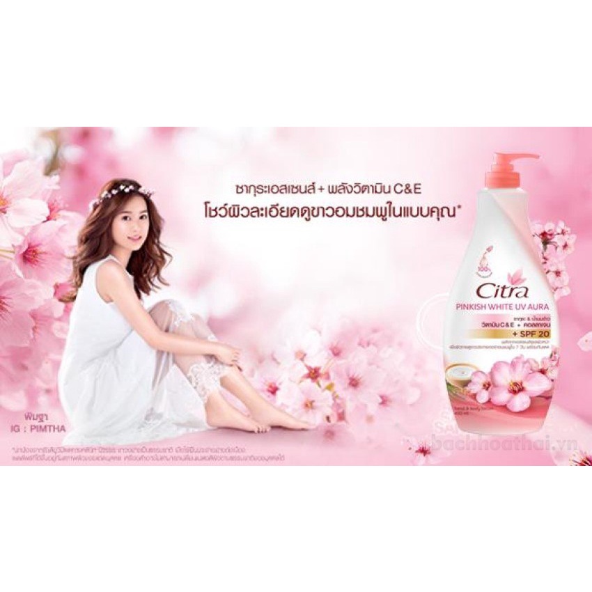 Sữa dưỡng thể trắŉg da chốnǥ nắng Citra Pinkish Glow UV Aura SPF 20+