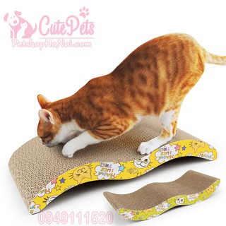 Bàn cào móng cho mèo hình gợn sóng Tặng kèm catmint - Cutepets