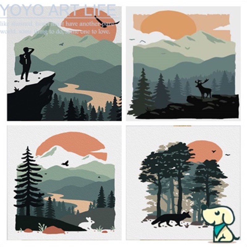 Bộ 20x20cm noframe tranh sơn dầu số hóa dùng treo tường trang trí nhà cửa kích thước  DIY Clouds XH123