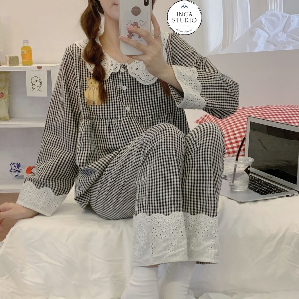 (QC loại 1) Đồ bộ Pyjama dài tay Cotton cao cấp INCA 19- Chất vải thoáng mát, họa tiết siêu xinh, nhiều size lựa chọn