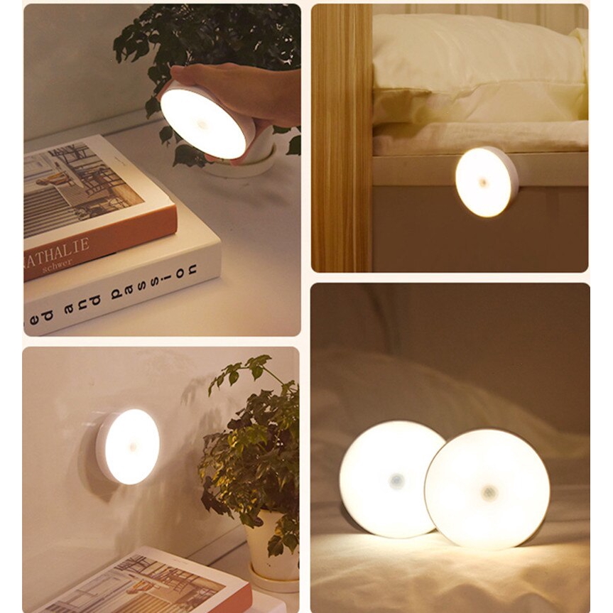 LED Night lights, white shell, white/ warm lighting, Wireless smart touch switch wall lamp, for cabinet stairs corridor night light, Use AAA battery power, 0.6W【YXC】