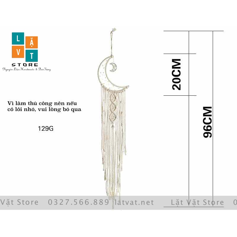 Macrame dệt tay Monternet handmade kiểu Dream Catcher Mặt Trăng Khuyết - thảm dệt tay quà tặng, trang trí, decor home