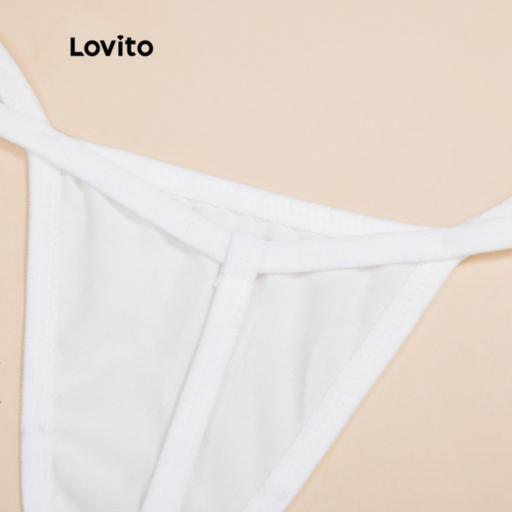 Quần lót Lovito chữ V màu trơn sexy thường ngày L16D225 (Màu đen/trắng)