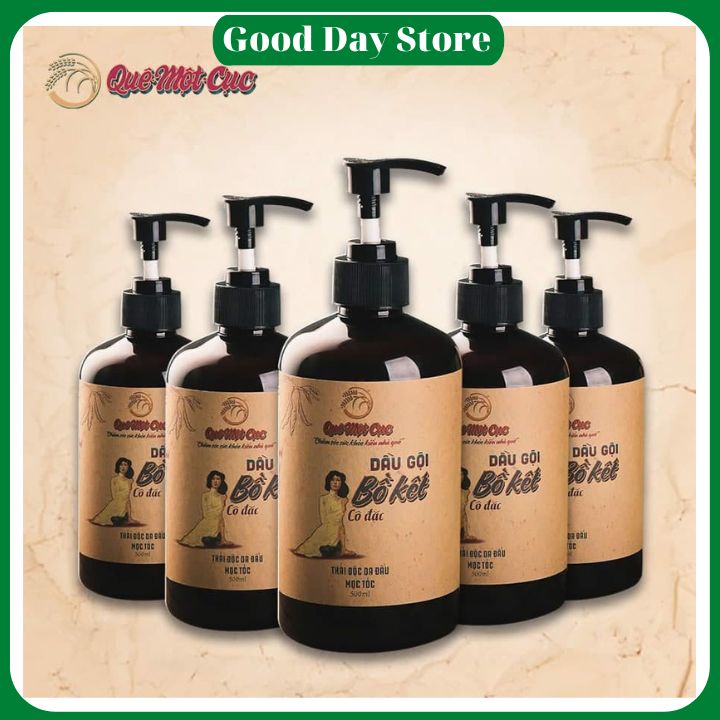 Dầu gội đầu bồ kết cô đặc sạch gàu nấm ngứa QUÊ MỘT CỤC 500ml - Dầu gội thảo dược ngăn rụng tóc giúp mọc tóc
