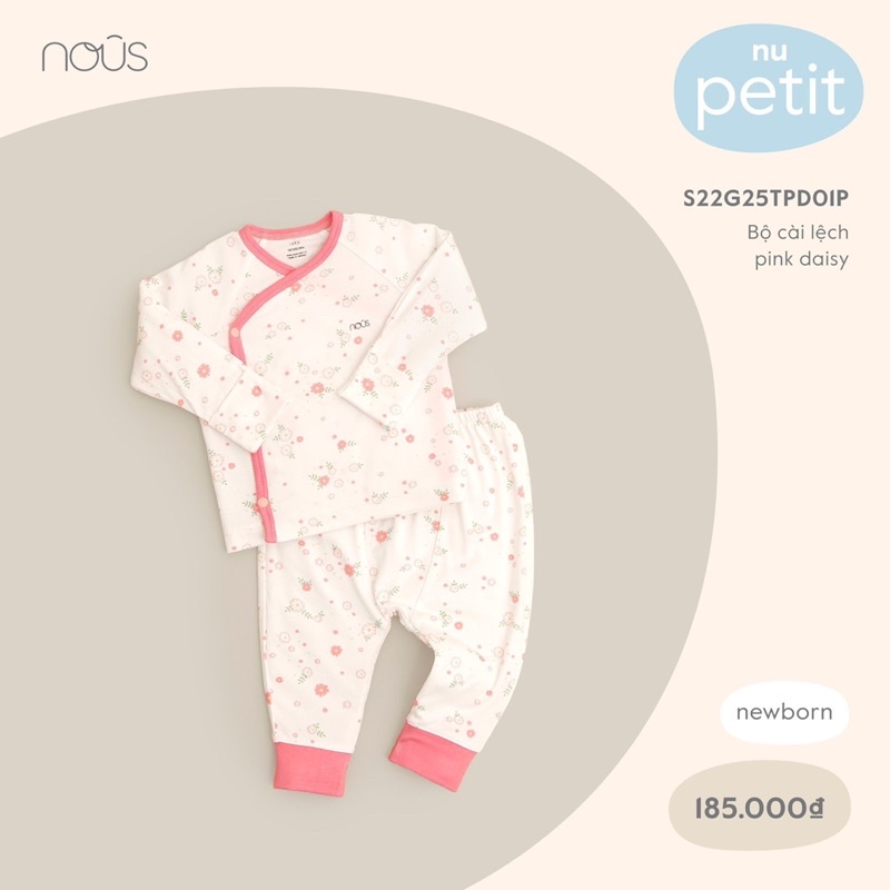 Bộ Nous cài lệch sơ sinh size newborn