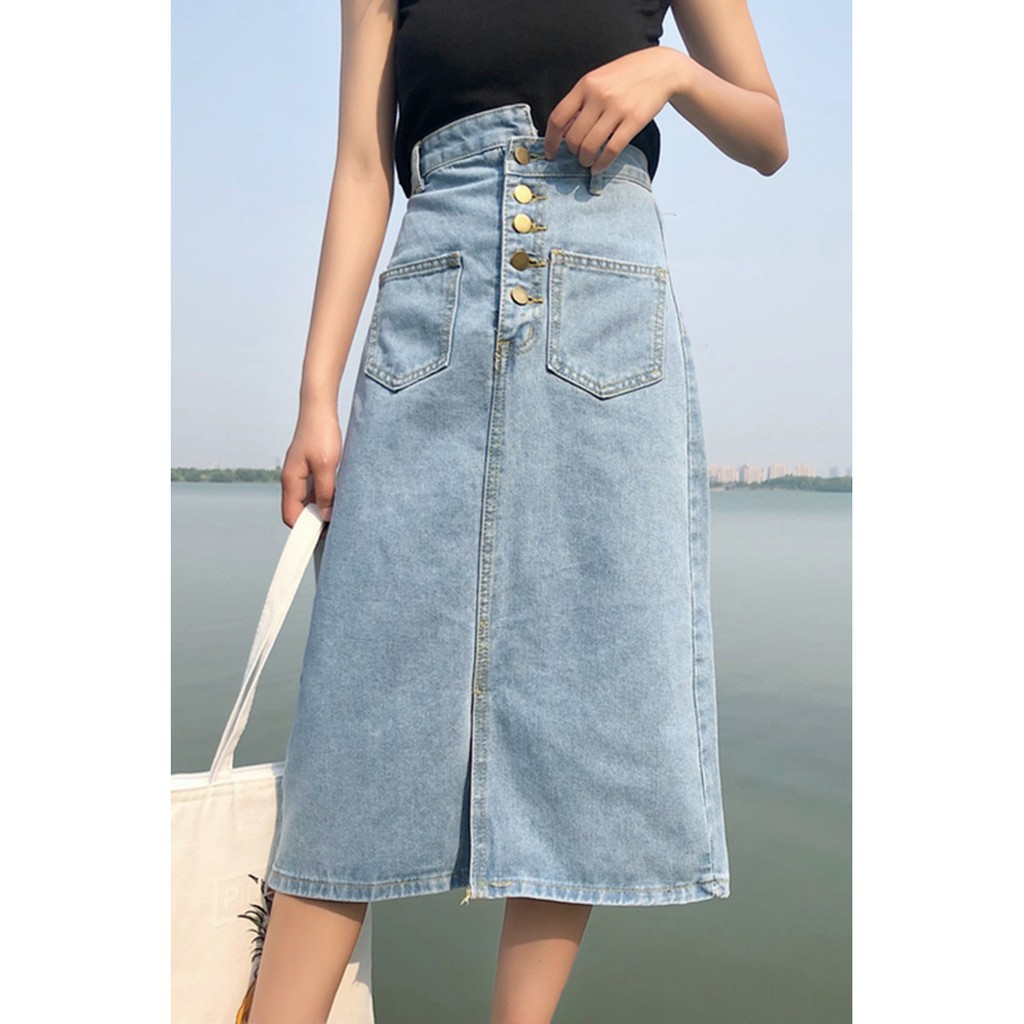 Chân Váy Bò Jeans Dáng Dài Lệch Khuy Ulzzang - Hàng Quảng Châu Loại 1 | WebRaoVat - webraovat.net.vn