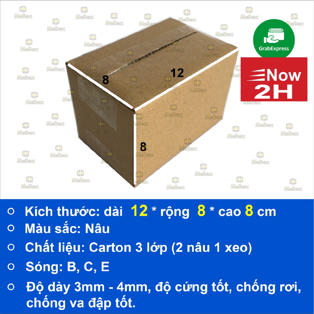 hộp giấy 12x8x8 bộ 20 trơn cứng cáp