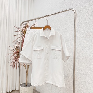 Áo Sơ Mi Basic unisex phong cách Hàn Quốc form rộng ASM