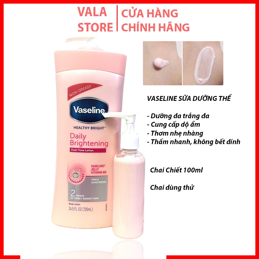 [Chai Dùng Thử 100ML] Sữa dưỡng thể Trắng Da Vaseline Healthy White UV Lightening bản Mỹ