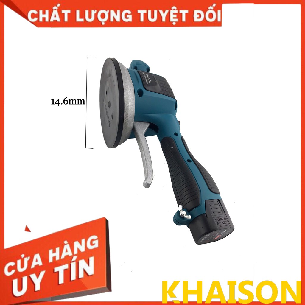 Máy ốp lát gạch men cầm tay, máy đầm rung dùng pin 18v 6 cấp độ rung Khaison, bộ 2 pin