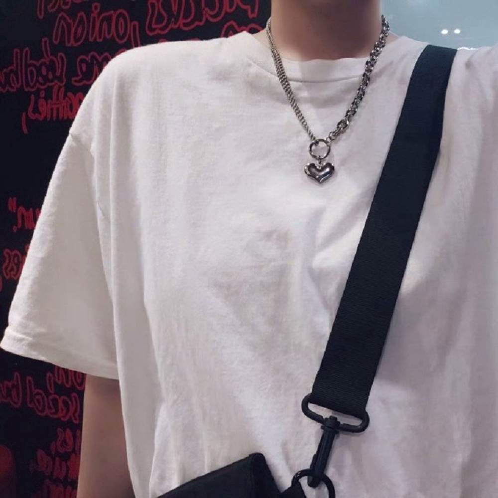 Vòng cổ Thép Không Gỉ Mặt Trái Tim Khắc Chữ Phong Cách Hip Hop Thời Trang Cho Nam Và Nữ Jp5