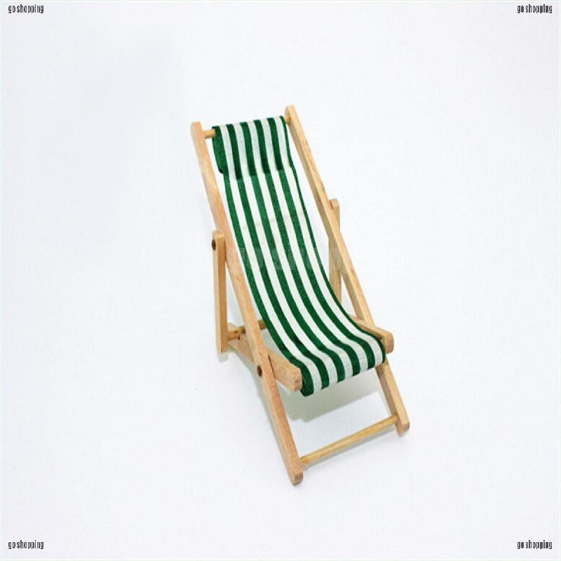 {go shopping}1:12 Scale Foldable Wooden Deckchair Lounge Beach Chair For Dolls House Wholesale
