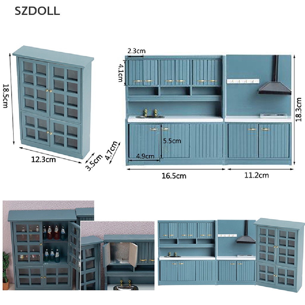 Mô hình tủ bếp nội thất bàn ăn mini dành cho nhà búp bê tỉ lệ 1:12