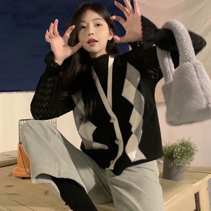 Áo len nữ không tay cổ chữ V thời trang Hàn