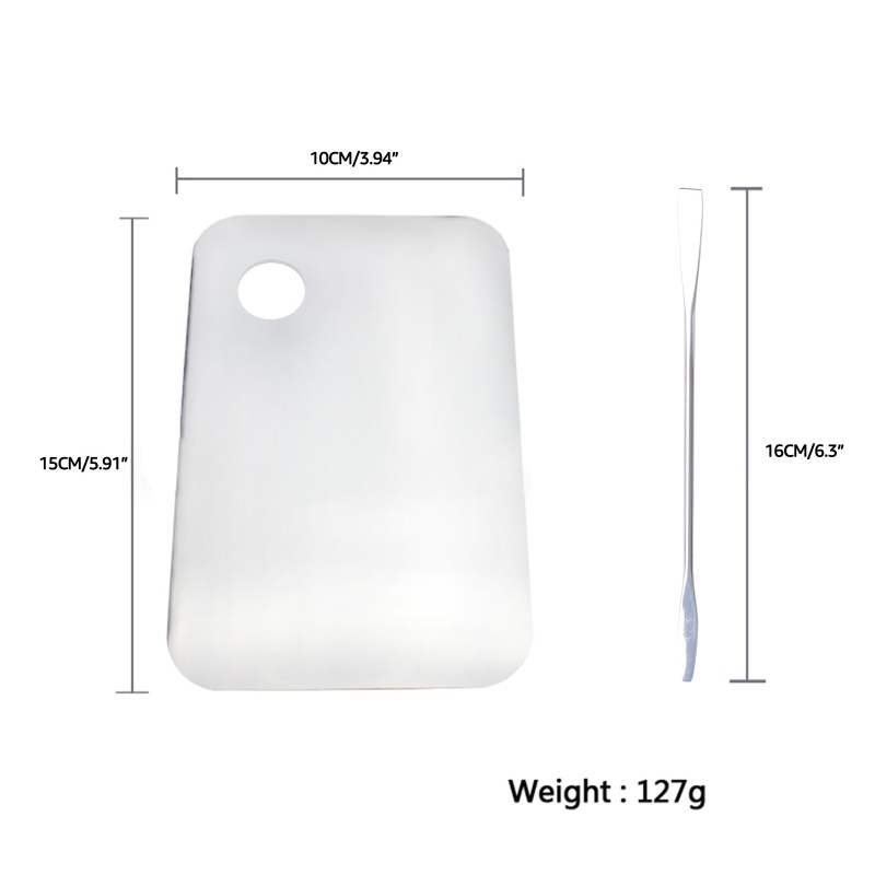 1 Bộ Bảng Acrylic Trong Suốt Dùng Trộn Màu Nước / Sơn Móng Tay Kèm Thìa