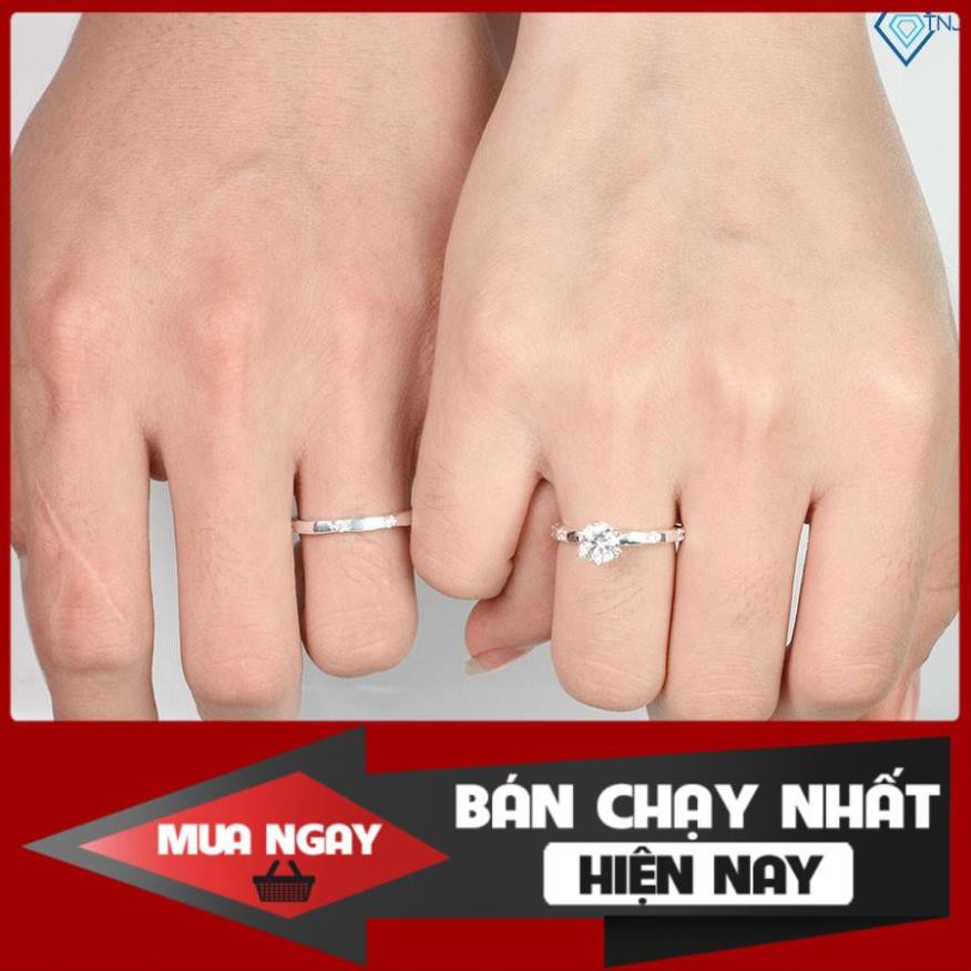 Nhẫn đôi bạn thân, nhẫn cặp bạc tình bạn đẹp đính đá khắc tên