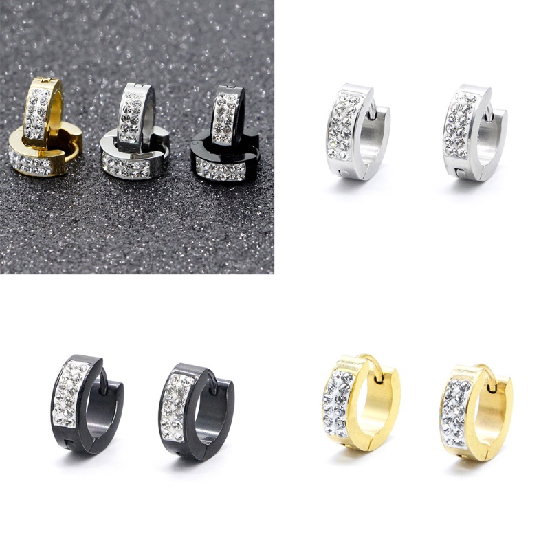 Bông Tai Thời Trang Bằng Thép Không Gỉ Đính Kim Cương Giả