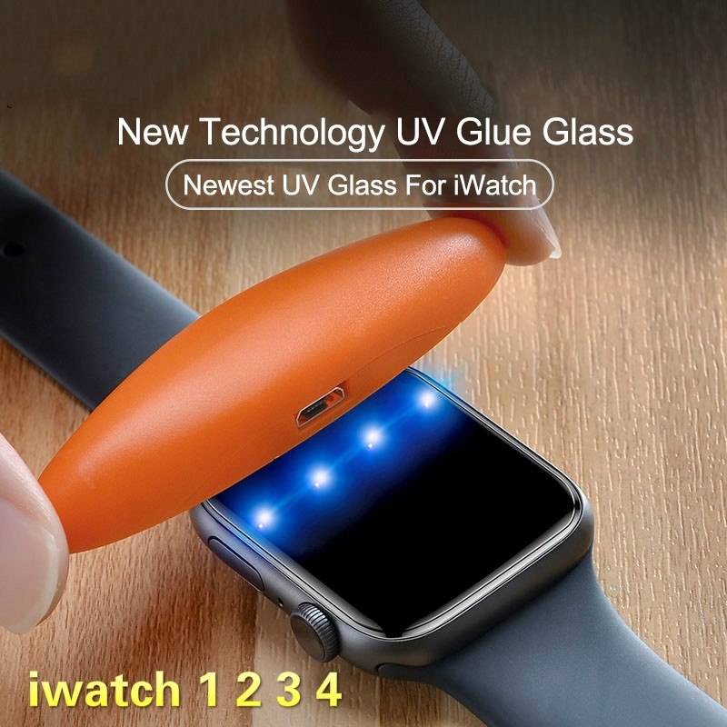 Miếng dán cường lực cho Apple Watch 1 2 3 4 Series 3D UV 38 42 40 44mm