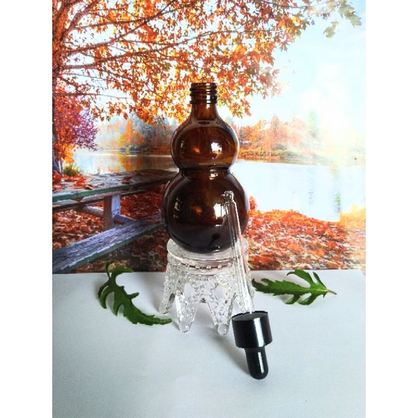 chai lọ bình hồ lô thủy tinh nâu cao cấp 100ml dạng bóp nhỏ giọt chiết đựng tinh dầu nước hoa làm quà kỷ niệm