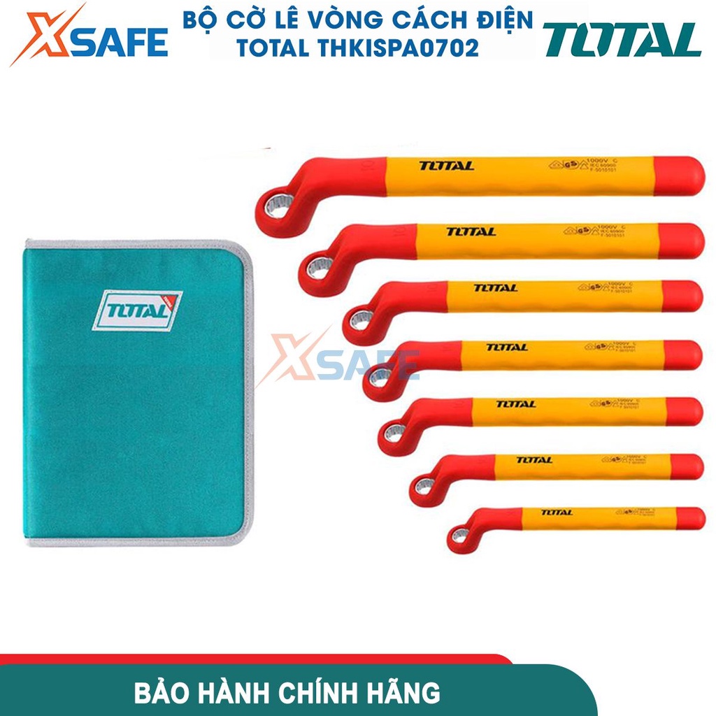 Bộ cờ lê đầu vòng 7 chi tiết cách điện 1000V TOTAL THKISPA0702 8-19mm cơ khí mở bulong sửa chữa ô tô - [CHÍNH HÃNG]