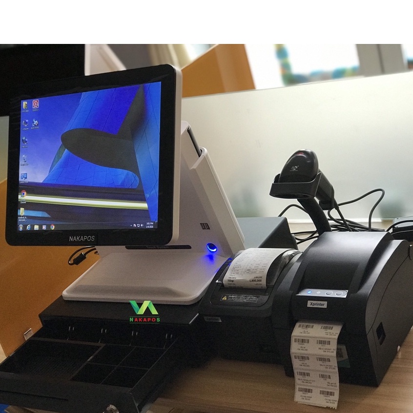 Bộ máy thu ngân cảm ứng, máy pos cảm ứng sử dụng mô hình siêu thị, tạp hóa , nhà sách, shop thời trang | BigBuy360 - bigbuy360.vn