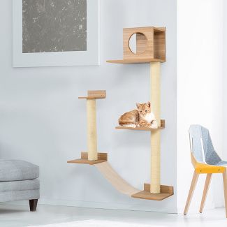 Combo nhà mèo và trụ cào móng gắn tường sản xuất bởi pethouse