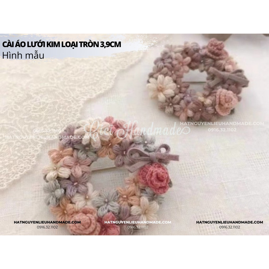 Phôi Cài áo lưới kim loại cài áo tròn mặt lưới 3.9cm Cici Handmade nguyên liệu DIY chuyên trang sức tự làm